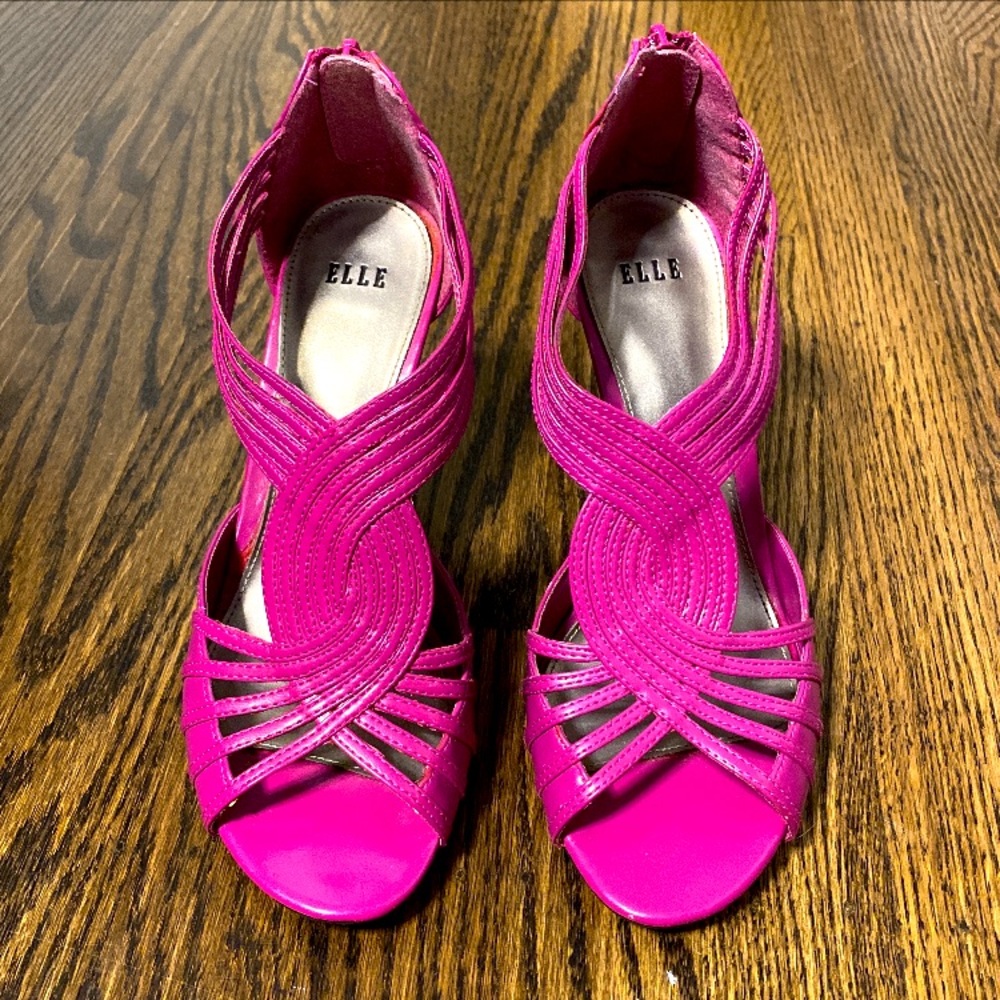 Elle Hot Pink High Heel Sandals Size 6 1/2 inches
